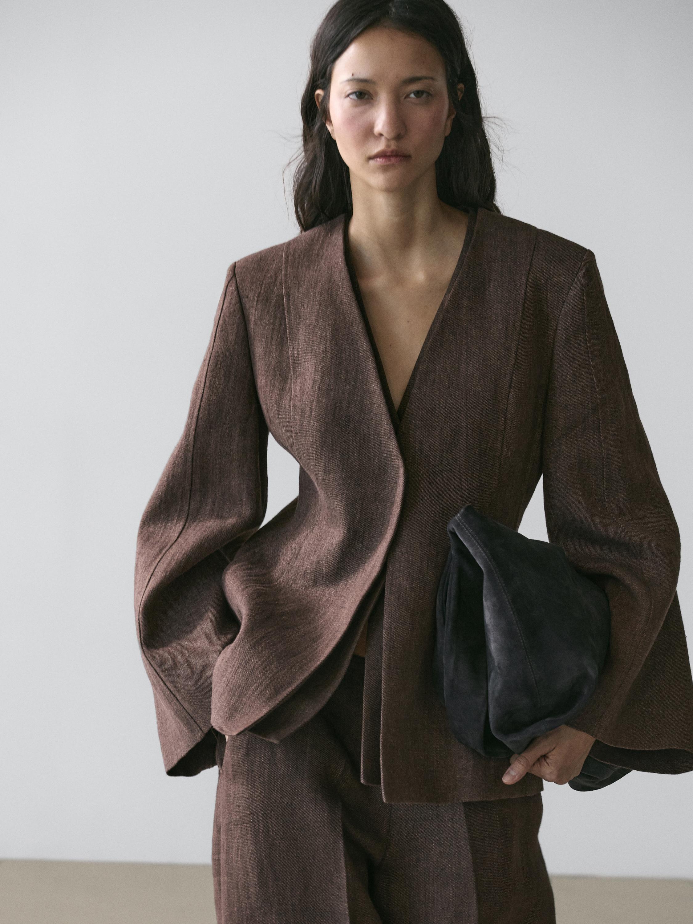 Veste sans revers 100% lin